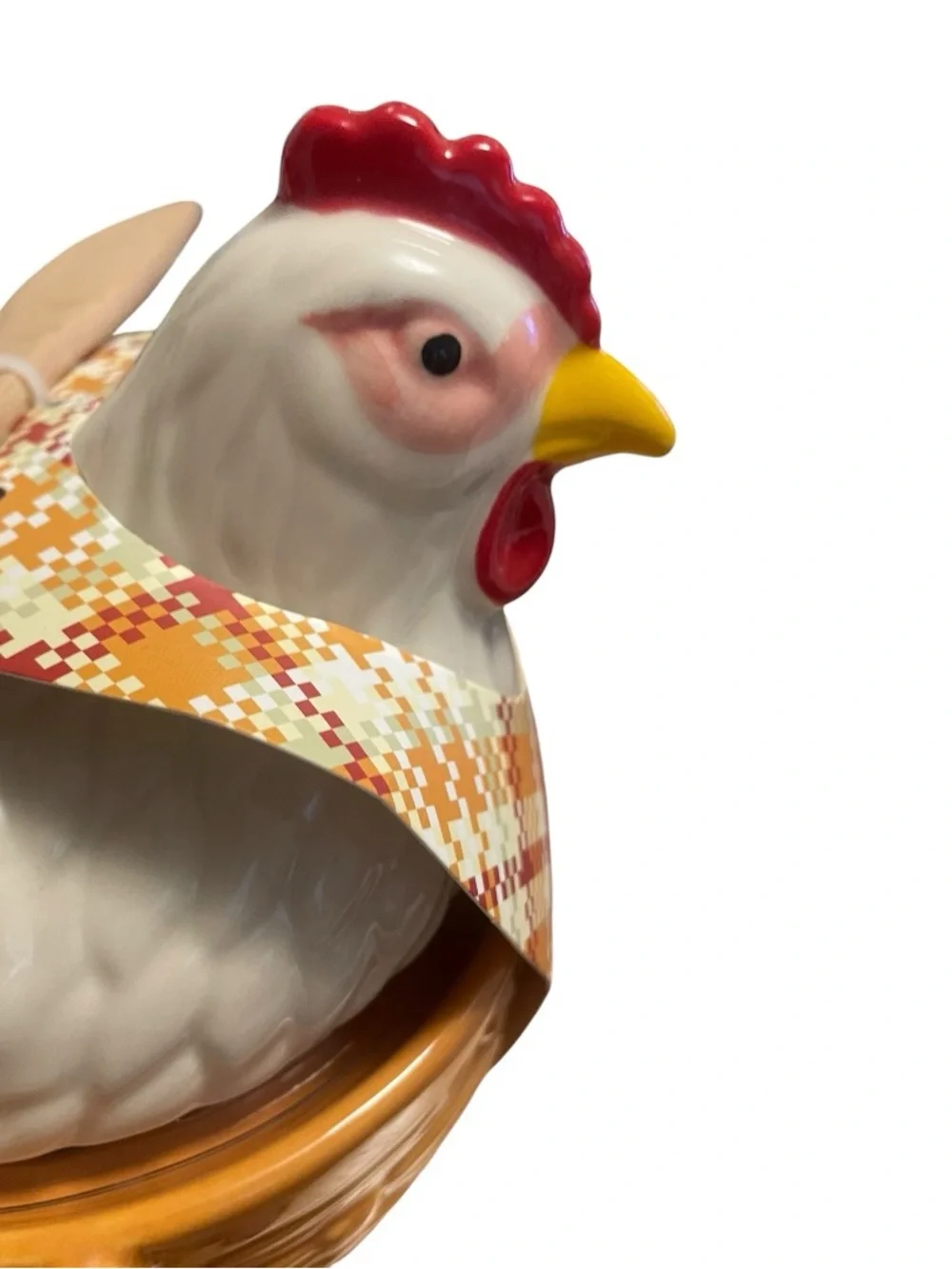 Ceramic Chicken Brie Cheese Baker with Spreader NWT - Farmhouse Kitchen Dish
